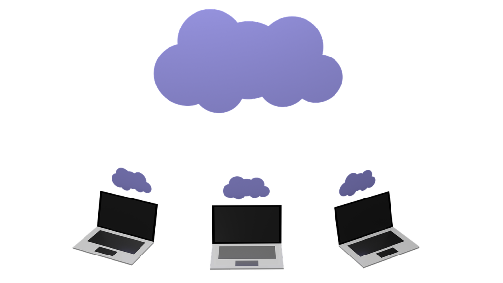 cloud computing, lap tops, sky